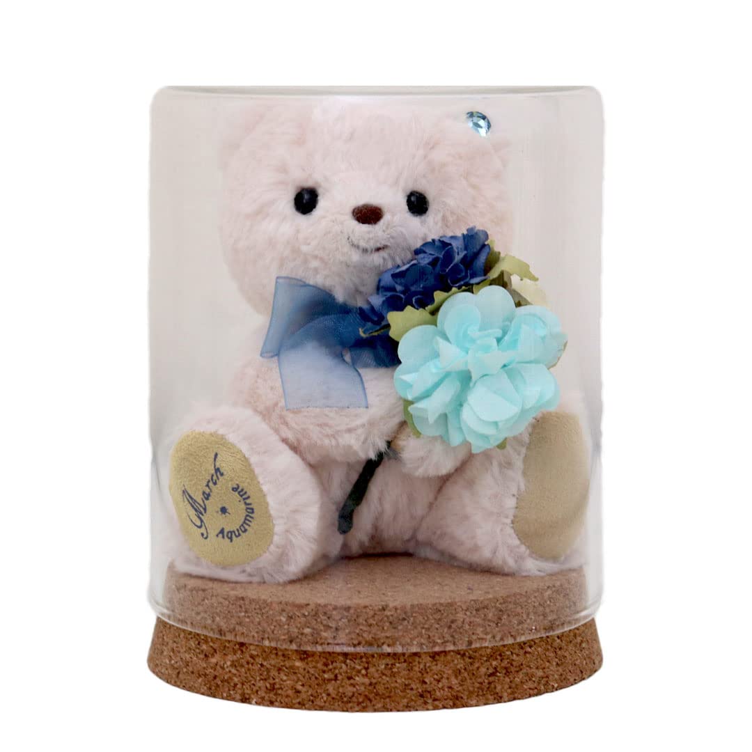 

Birthday Teddy Bear Mini Flower Glass Gift tete [Petit Lou] & Bouquet, (March)