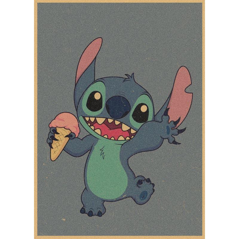 Lilo & Stitch Retro Kraft Poster - Scrump Wall Art Decoration