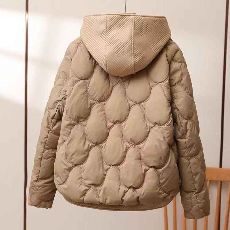 Women's Y2K Style Knitted Hooded Down Cotton Jacket - Short, Loose, Plus Size, Thick, Warm Winter Coat.