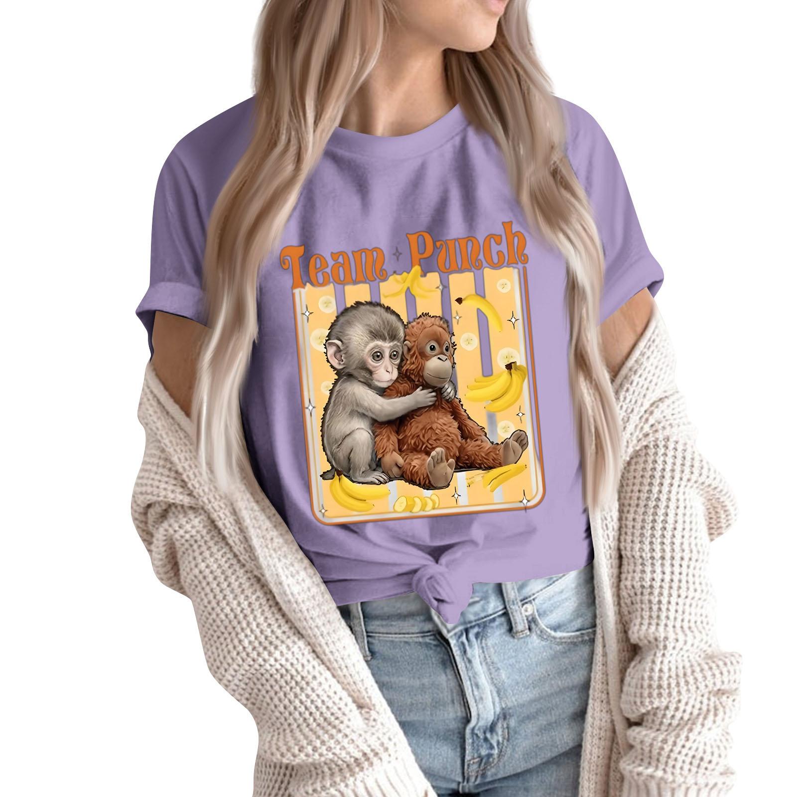 

Women s Casual Round Neck Short-sleeved Top XXXL фіолетовий