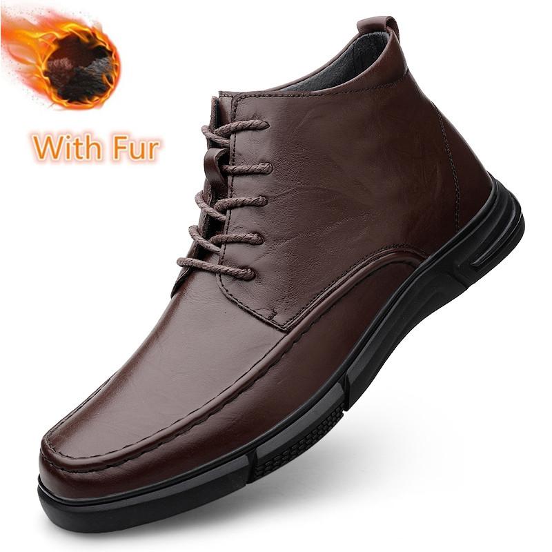 

МодаНатуральная кожа Мужская повседневная обувь Ручной работы Мужские зимние плюшевые зимние ботинки Мужская высокая дорожная обувь Новое поступление Мотоциклетные ботинки 45