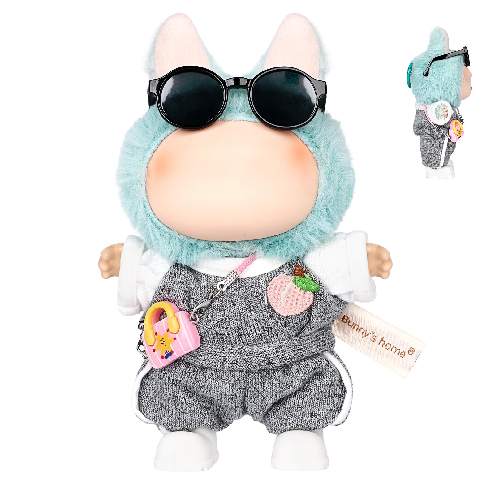 

Desing Wish Plush Clothes Set for 17cm Lovebu Dolls, Cute Dress-Up Clothes Set, Doll Accessories, DIY Kids Gift (Grey - Doll Not Included)