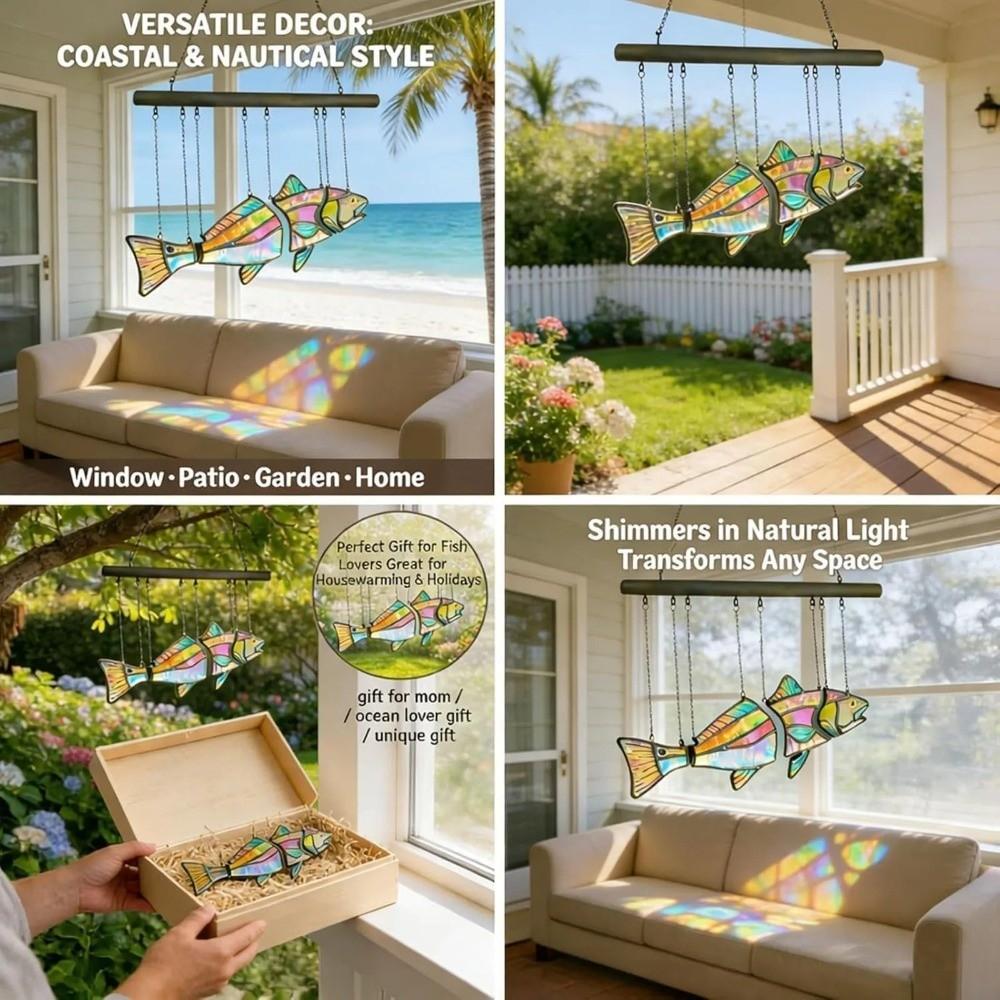 Clear Vivid Acrylic Fish Wind Chime Hand-Painted Fish Hanging Ornament Car Decorations