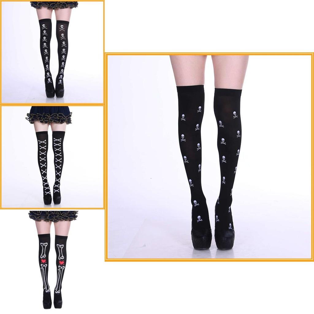Hengzhou Halloween Skeleton Ghost Thigh-high Stockings Ultra-thin Breathable Sweat-absorbent