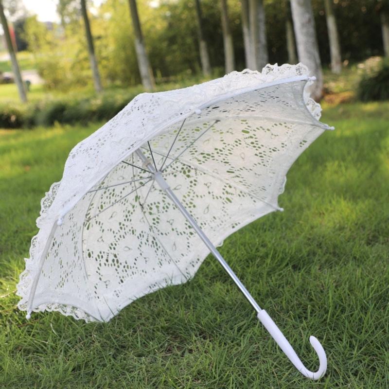 Elegant Lace Parasol for Wedding and Theme Party Dressingup Flower Pattern Craft Umbrella Props Photography Accessories