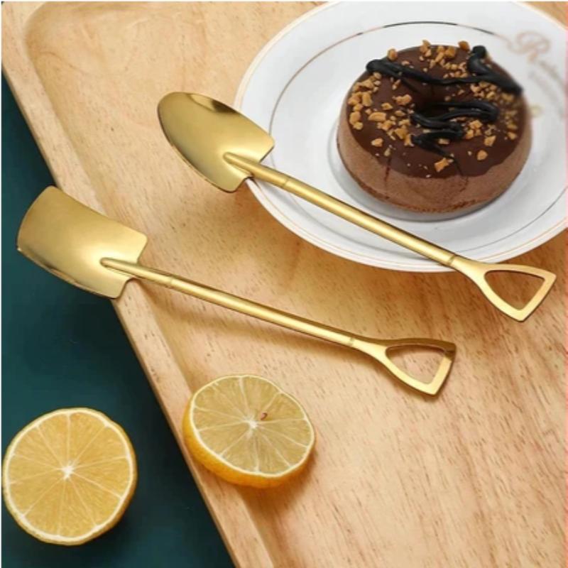 Stainless Steel Shovel Spoons Lightweight Portable Creative Food Safe for Ice Cream Travel Office Snack Time