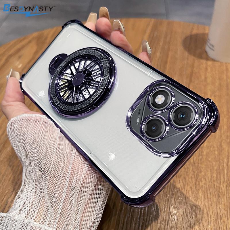 Funda For Honor 400 Lite Case Magnetic Gyroscope Holder Plating Airbag Camera Protect Silicone Transparent Bumper Back Cover