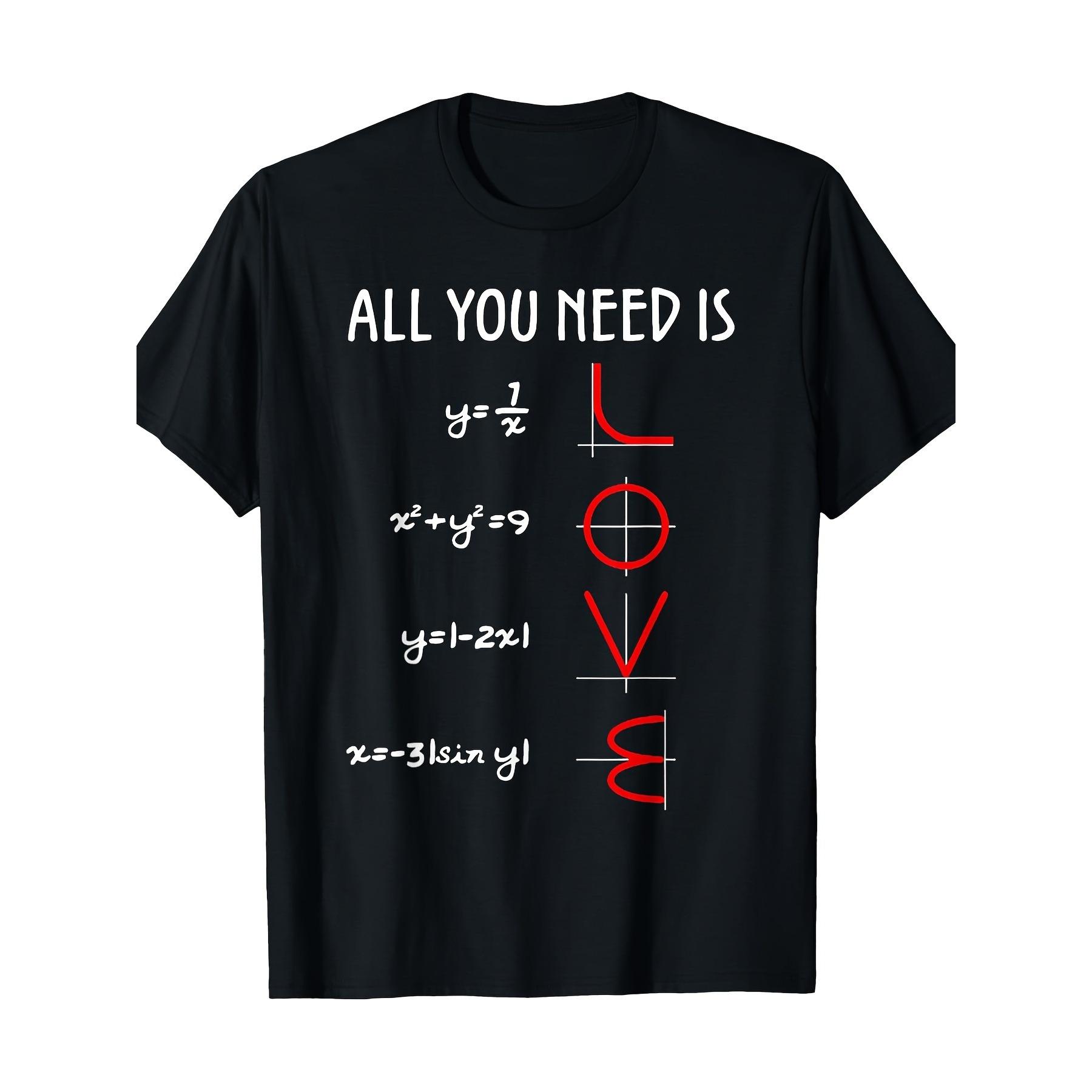 RoUnisextic Math Equation LOVE Print TShirt Casual Match Top for Unisexs Clothing Women Korean Style Fashion 2026 Summer T Shirt S