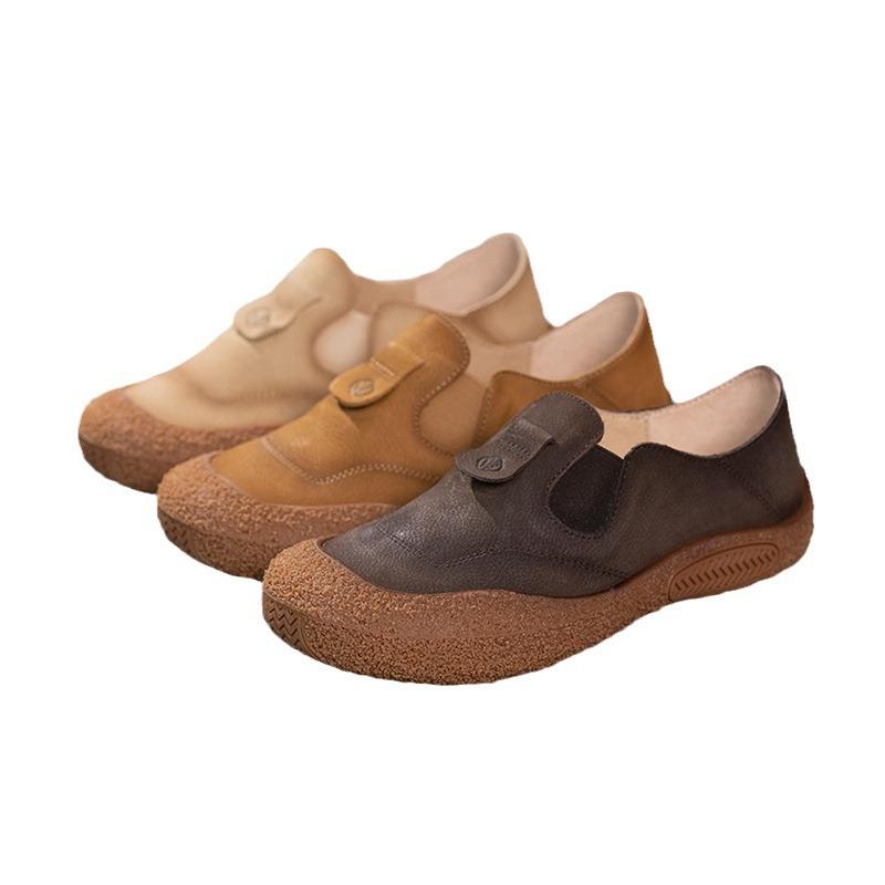 Pantofi simpli din piele de vacă de prim strat de primăvară, cu talpă moale, cu vârf jos, cu un singur pedal, pantofi de damă confortabili, versatili