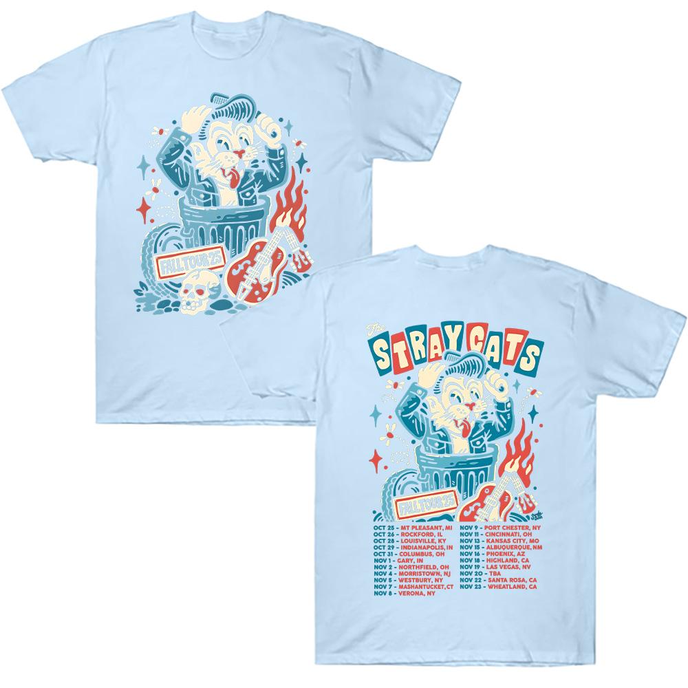 The Stray Cats Podzimní turné 2025 Tričko Rocková kapela Stray Cats Grafická trička Dámská Pánská Vysoce kvalitní bavlněné oblečení Streetwear Top