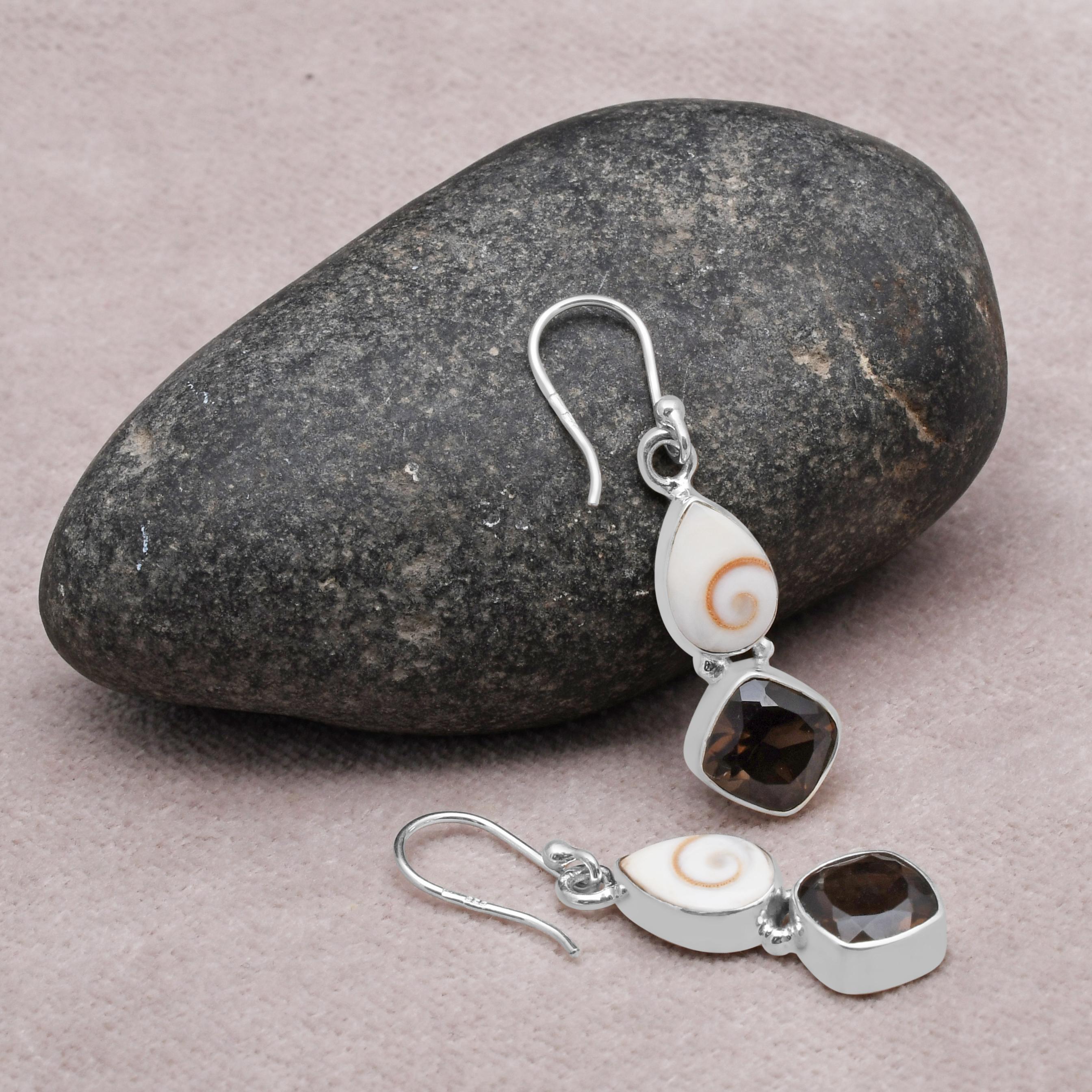 Orecchini A Goccia Artigianali In Argento 925 Con Pietra Naturale Occhio Di Shiva – Stile Foglia, Moderni E Boho, Ipoallergenici, Lunghezza 3,5 Cm, Regalo Con Confezione