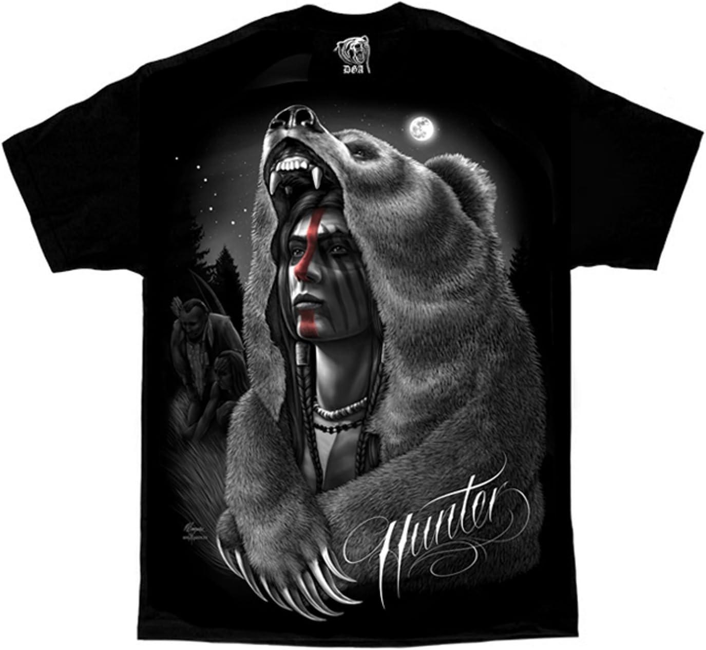 

Hunter Moon Bear Native American Indian David Gonzales DGA Art T Shirt XXXXXL чорний