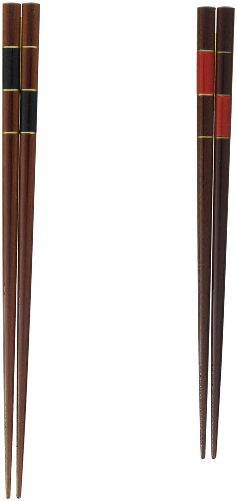 Wakasa Lacquerware Asuka Pattern Pair of Natural Paper Red and Made in Chopsticks, Wood, Box, Black, Japan, 133-62309