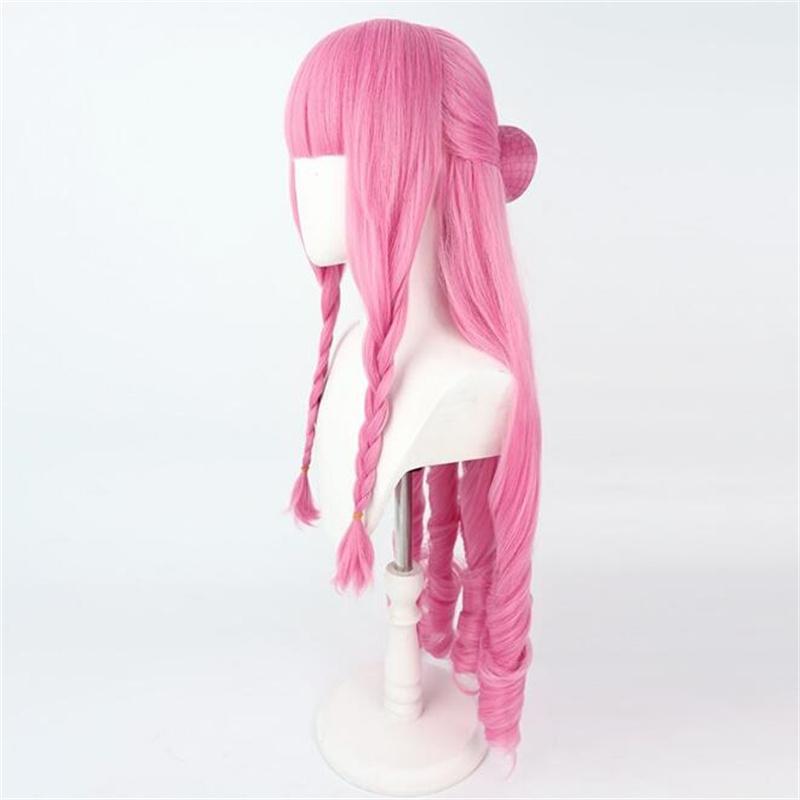 2 Styles Perona Cosplay Wig Anime Long Pink Curl With Ponytails Heat Resistant Synthetic Hair Cosplay Costume Wigs + Wig Cap