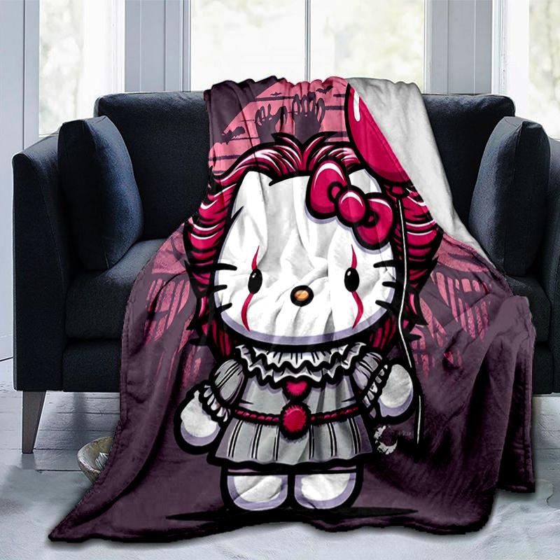 1pc Cute Cat Character Hello Kitty Blanket, Soft Warm Throw Blankets, Living Room, Travel, Camping, Car Blankets, Beach, Office Naps, Home Decor Gift