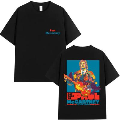 Rock Paul McCartney Returns To Tour 2025 Summer Hip Hop Fashion Cotton Printed Loose Cotton Tshirt for Men Women