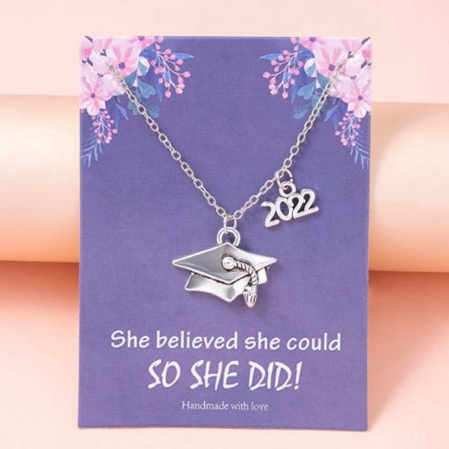 

Вдохновляющее ожерелье с подвеской в виде выпускного в форме шляпы для женщин и мужчин, серебряная цепочка для колледжа, школы, дружбы, ювелирные изделия, подарки