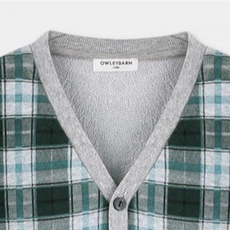  Olivan  Olivan Mix Check Cardigan  Green 