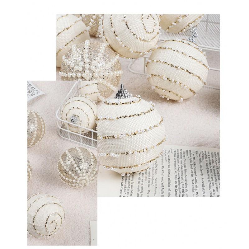 12 Pack 8cm Champagne Gold Christmas Balls Pearl Foam Tree Ornaments Holiday Decor