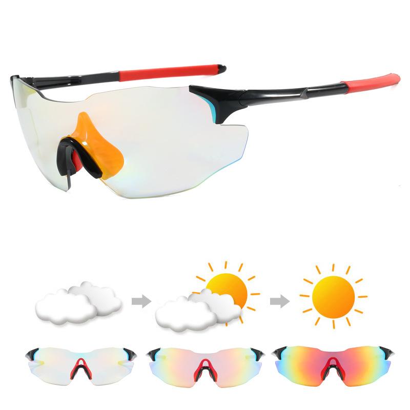 White Frame Photosensitive Color Changing Cycling Glasses Day & Night Universal Outdoor Bicycle Hiking Goggles UV Protection Men & Women Leisure