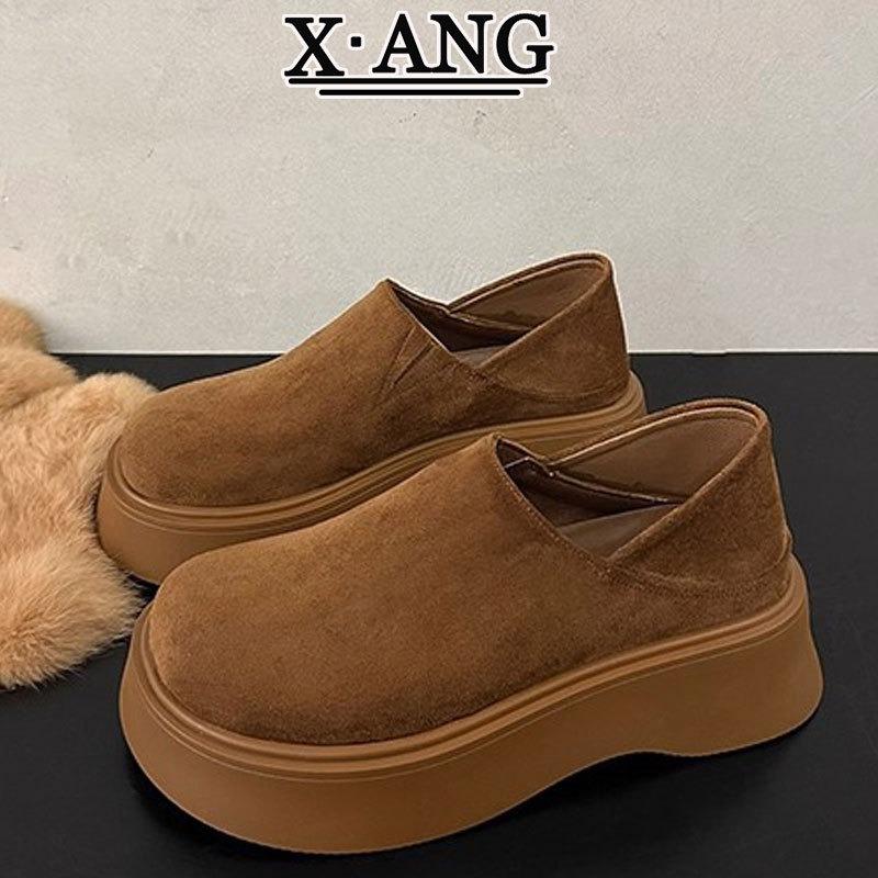 

Кожаные всесезонные новые осенние туфли, женские туфли-лодочки, повседневные одинарные туфли на толстой подошве 40