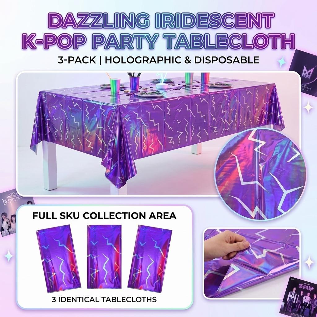 3 Pack Purple Plastic Tablecloths, Disposable Rectangular Table Cover for Theme Halloween Birthday Party Decorations