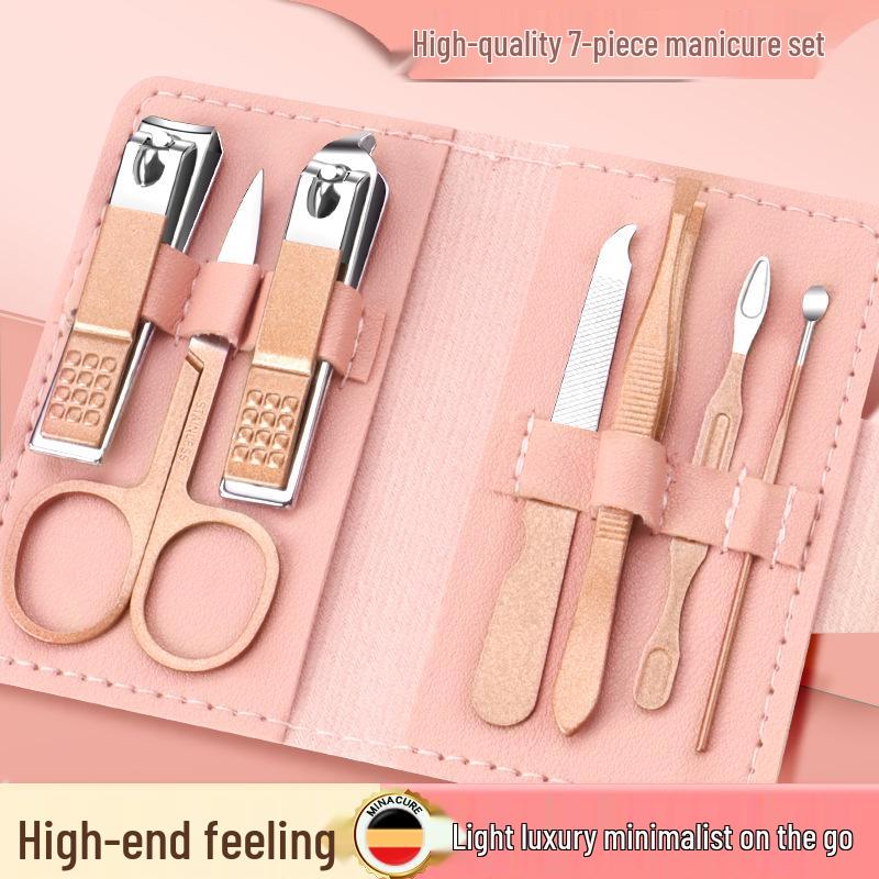 

Professional Stainless Steel 7-Piece Pink Manicure Tool Set