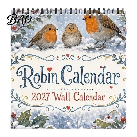 Academic Year Planner 2027 Bird Wall Calendar, 12-Month Monthly for Home Office Kitchen, Festival Event Practical Record Keeping Notebook with