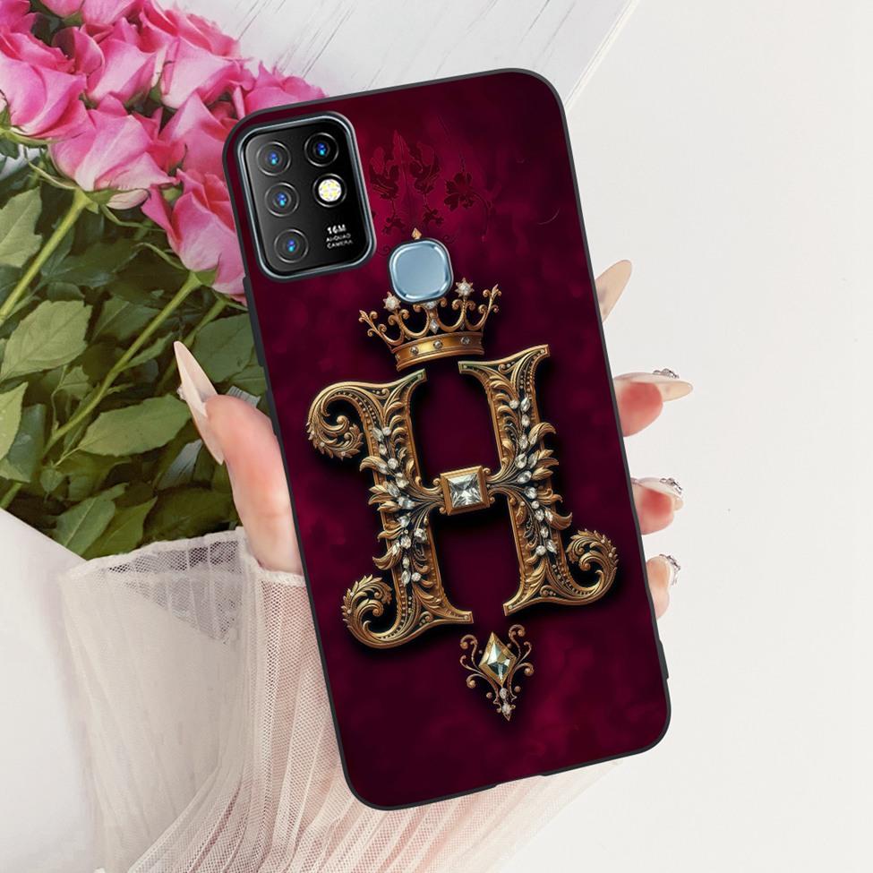 Für Infinix Hot 10 Hülle Cover Luxus A-Z Buchstaben 2D Bemalter Silikon Stoßfänger Für Infinix Hot10 X682B X682C Gehäuse