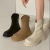 Super Fire Internet Celebrity Platform Martin Boots Women's 2025 New British Style Short Boots Women's Boots Tide Increase Medium Boots Women