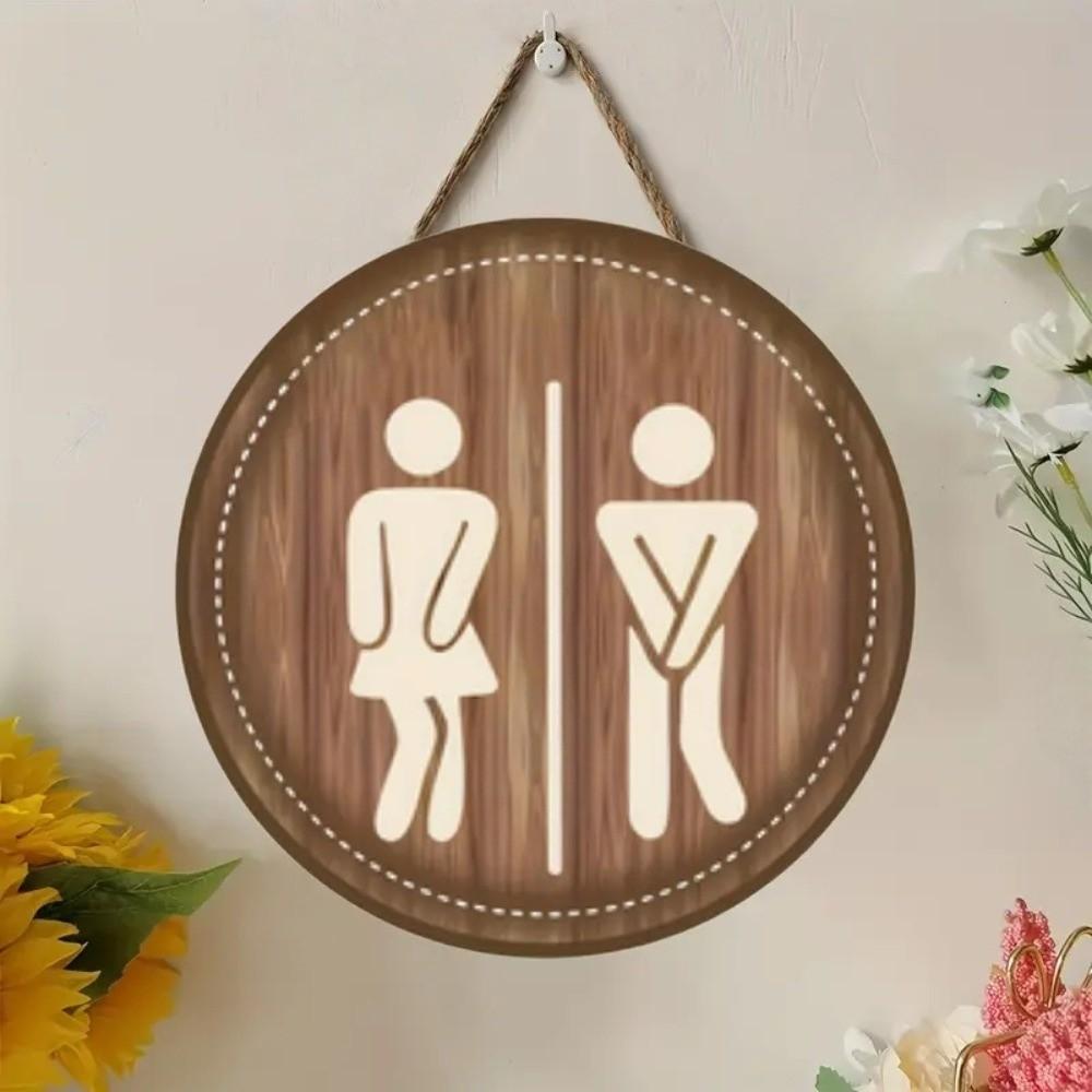Wooden Bathroom Sign Plate Ornament Toilet Decorative Plate Group Living Area