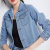 Zimní Dámská Bunda Dlouhé Rukávy Ohrnovací Límec Kapsy na hrudi Zapínání na knoflíky Kabát Krátký typ Běžné streetwear Džínové kabáty