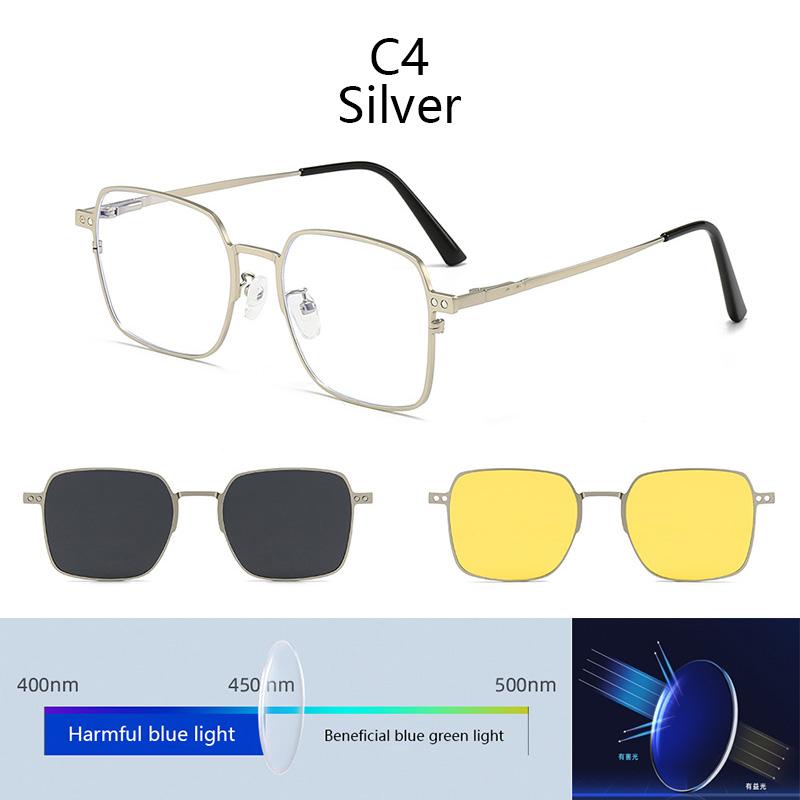 Anti Blue Light Blocking Square Frame 3 In 1 Magnetic Set Myopic Polarized Myopia Sunglasses Prescription Optical Glasses