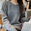 Laid-back Round-neck Pullover for Women Long-sleeved Loose Sweater for Women Solid-colored Inner Knitted Sweater for Autumn and Winter
