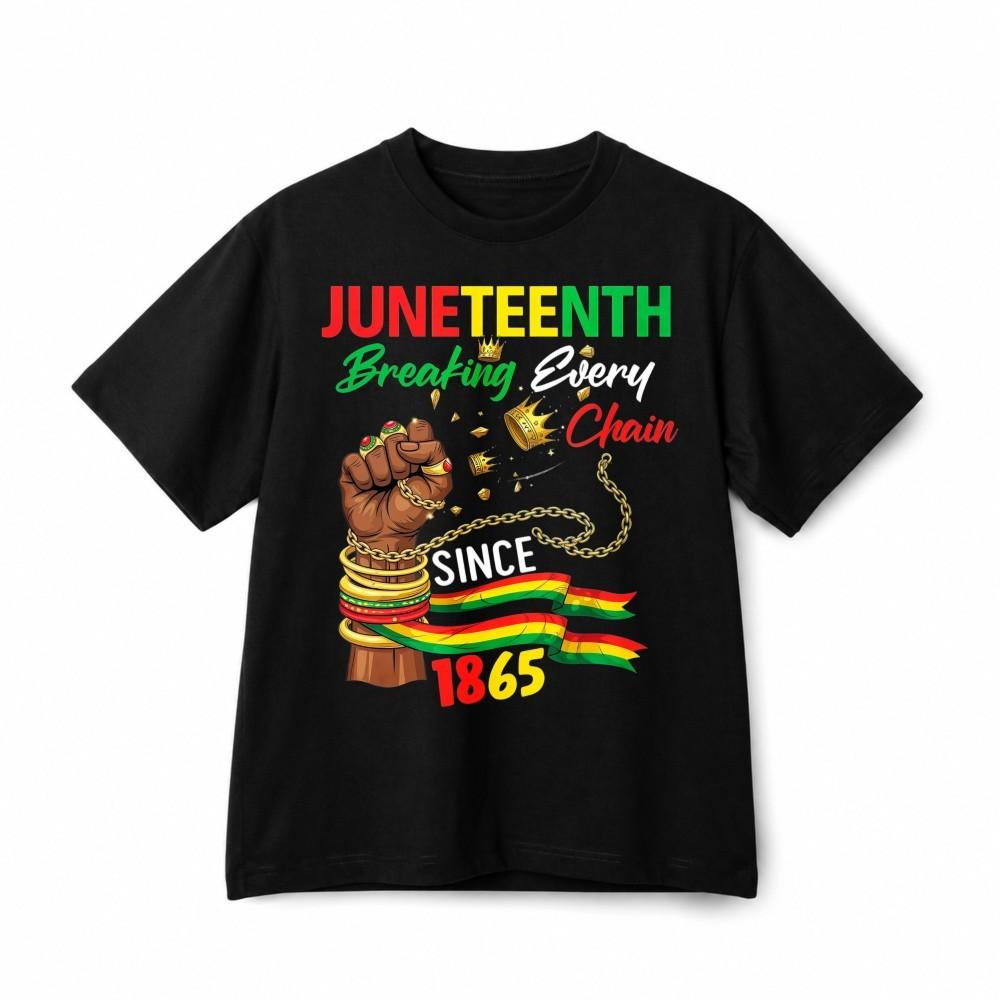 Juneteenth Breaking Every Chain Since 1865 Graphic T-Shirt Heritage Celebration L
