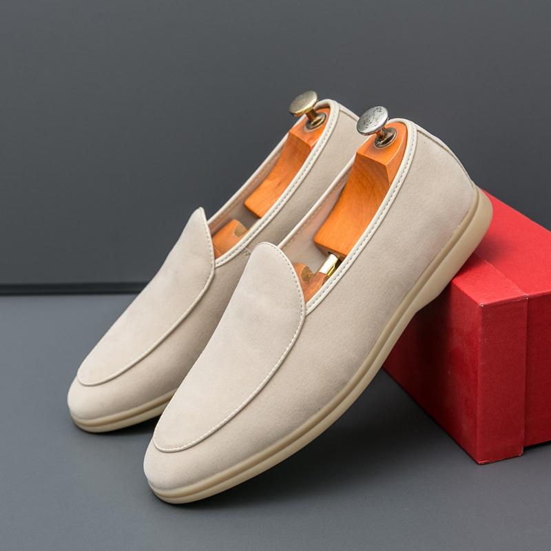 Fashion Simple Light Fashionable Brand Men's Comfortable Leather Business Soft Soled Bean Shoes Men Breathable Anti Slip Driving Shoes