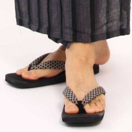 Edoten Geta Made in Black Brushed Sponge Basket Size LL Sandals, Japan, Sandals, Lining, Weave,