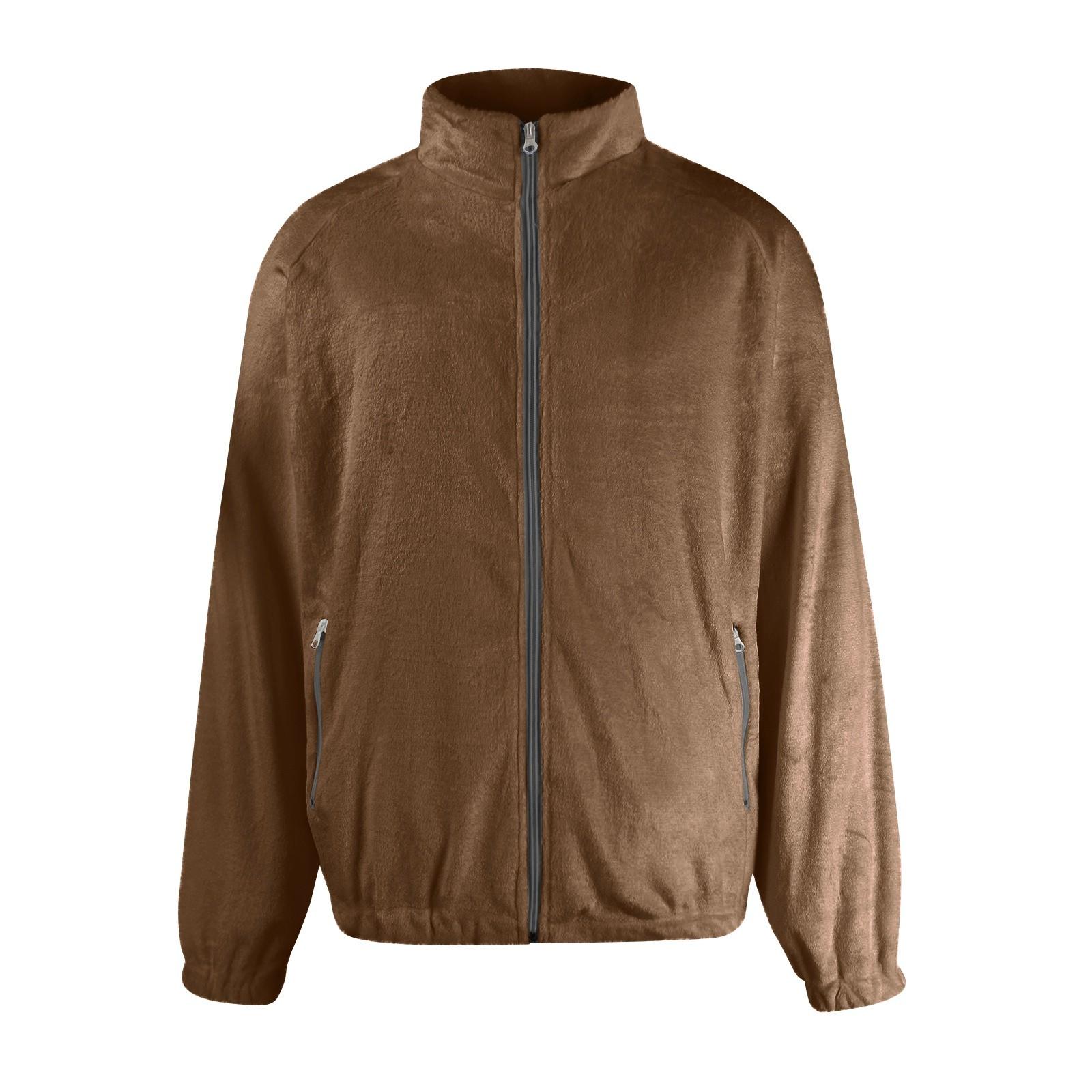 

Унисекс Зимняя повседневная модная однотонная фланелевая куртка с рукавом реглан и карманом на молнии S коричневый