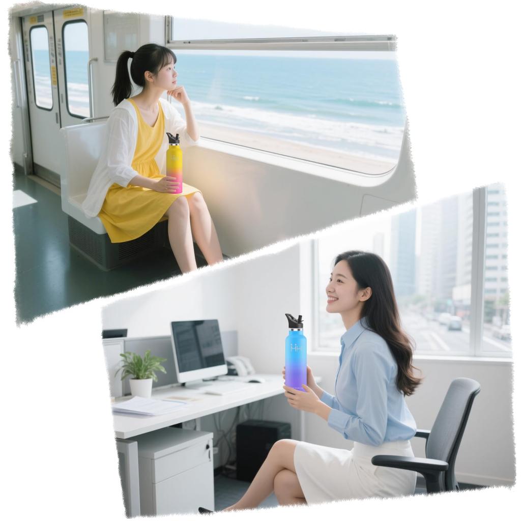 YANGYAO 500ML Vacuum Insulated Water Bottle, Insulated with Double Wall, Wide Mouth, Stainless Steel Straw, Carbonated Drinks Compatible, Suitable