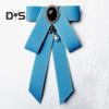 Women Bow Tie Shiny Rhinestone Pre-Tie Collar Tie Adjustable Neck Size Handmade Ribbon Shirts Uniforms Accessories