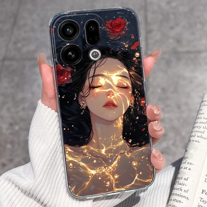 For Oppo Find X9 X8 X7 X5 Pro X2 Lite Reno8 Pro Pro+ Phone Case Black Cat Wine Glass Patterns Transparent TPU Protection Covers For Oppo Bumper Casing