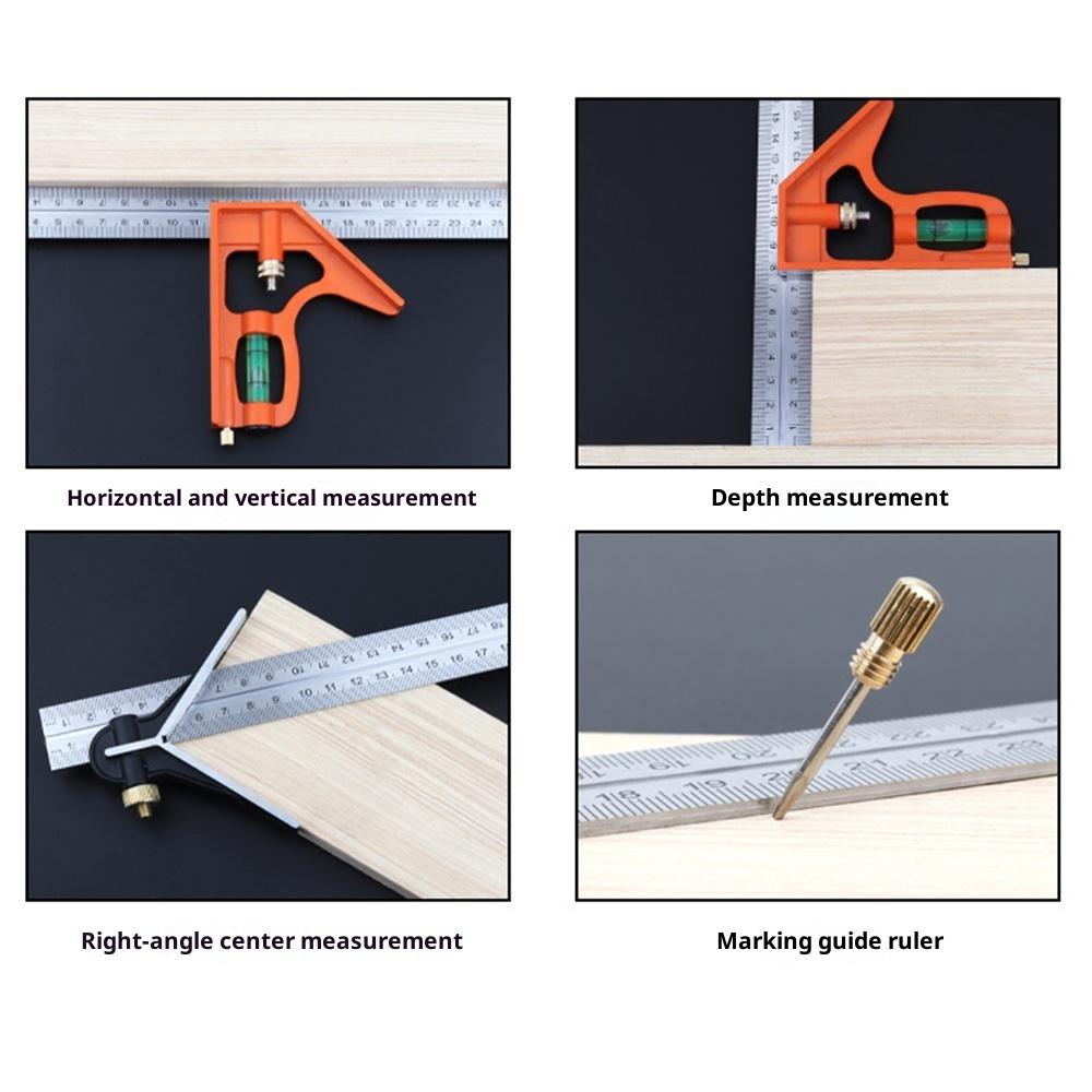 Stainless Steel 90/45 Degree Ruler High Precision Adjustable Combination Square Ruler Multi-Angle Measuring Tool for Woodworking
