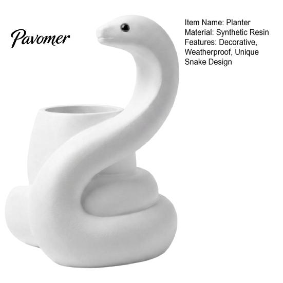 Minimalist Desktop Succulents Pot White Snake Planter, Decorative Resin Plant Pot, Modern Design Stain-resistant Flower Container for Cacti