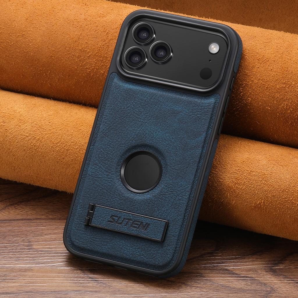 Luxury Faux Leather Phone Case Frosted Feel Stand Magnet Wireless Charging for IPhone 17 Pro Max 16 Plus 15 14 13 12