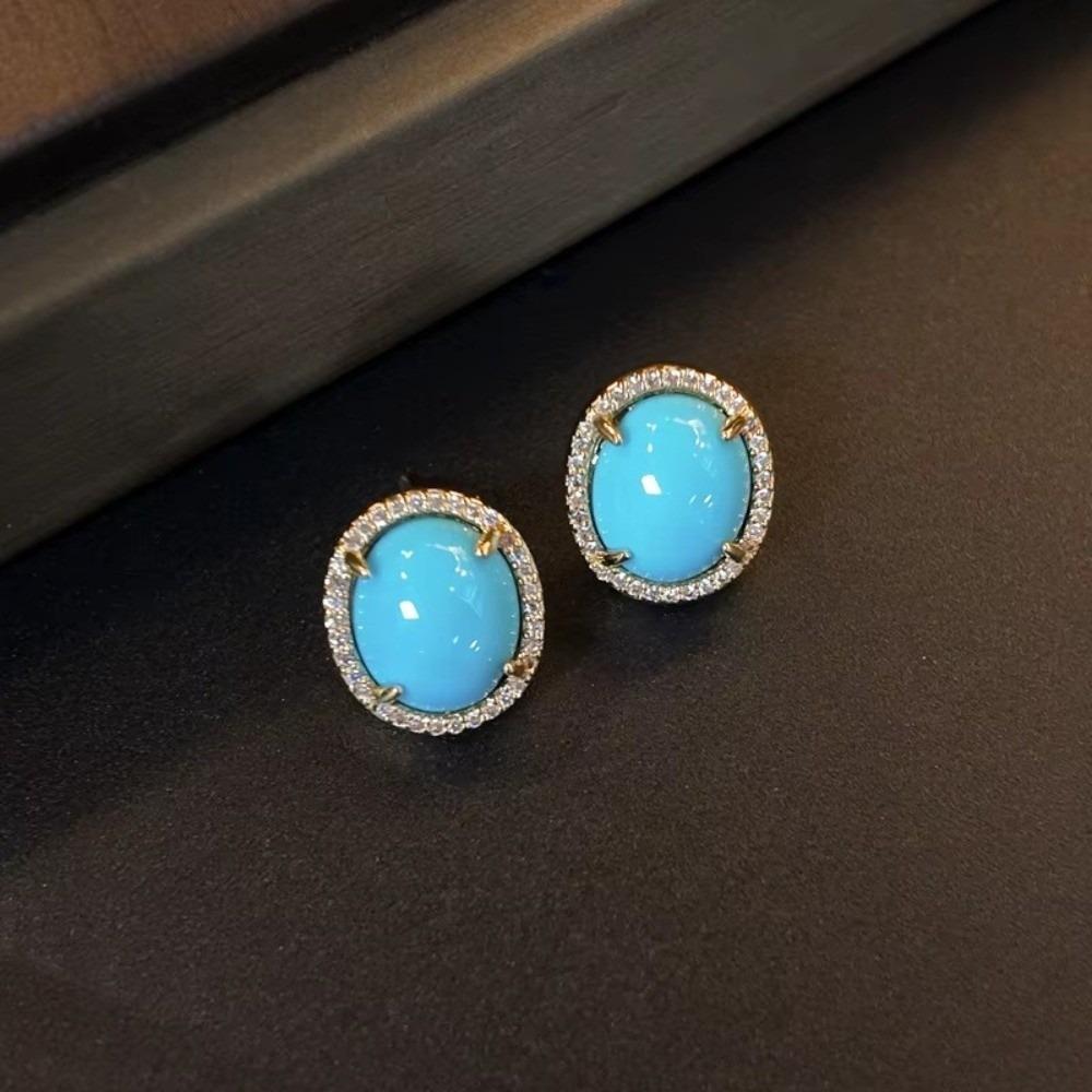 Oval Shape Stud Earrings Palace Style Oval Earrings Versatile Drop Dangle Earrings Daily Wear