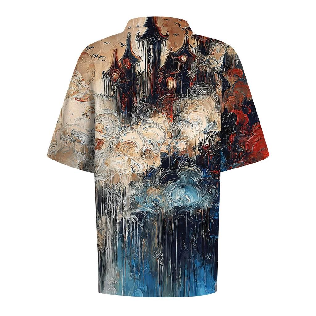 Női divat Alkalmi hajtóka rövid ujjú nyomott ing Női gombos felsők