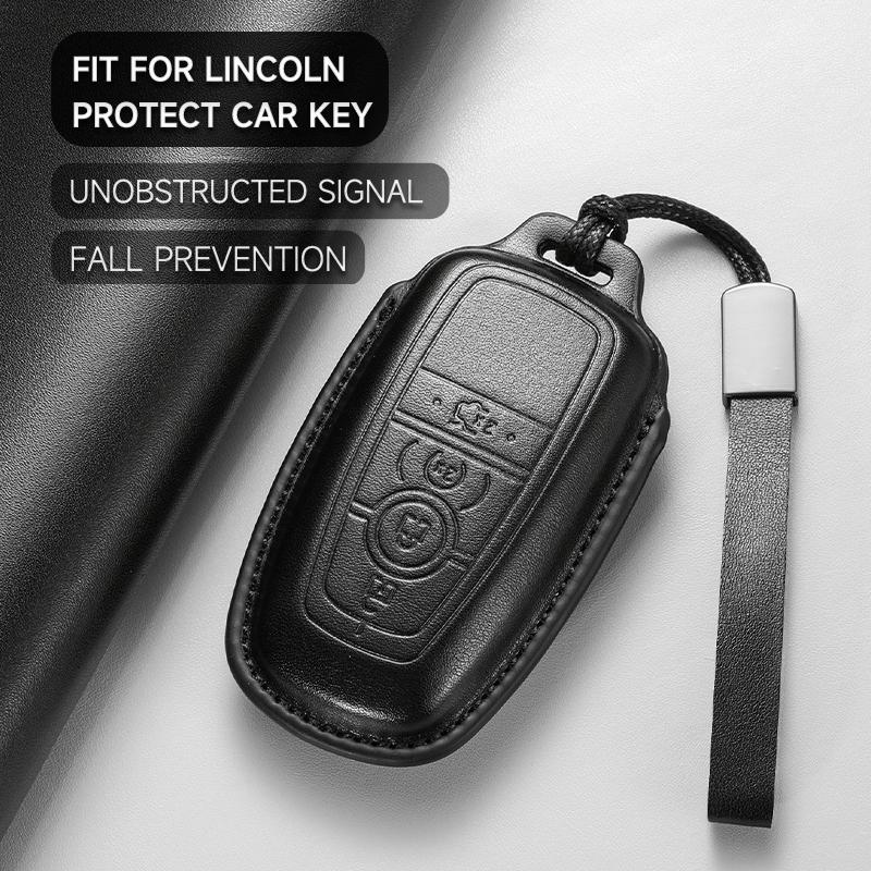 Leather Car Key Cover Case Protection Shell Keychain For Lincoln Continental MKC MKZ MKX Navigator Z Nautilus Aviator Corsair