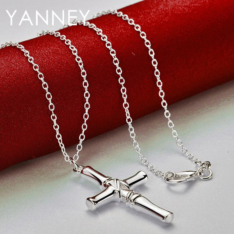 Fine 925 Sterling Silver 16-30 Inches 35MM Cross Necklace For Fashion Women Men Charm Engagement Gift Jewelry