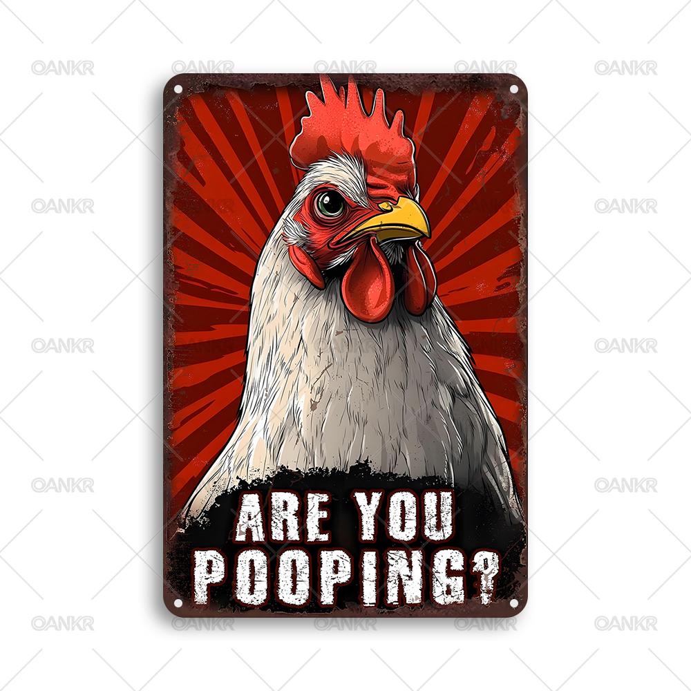 Funny Wall Art Are You Pooping Metal Tin Sign Vintage Bathroom Decor Poster Retro Gothic Home Decor for Apartment or House