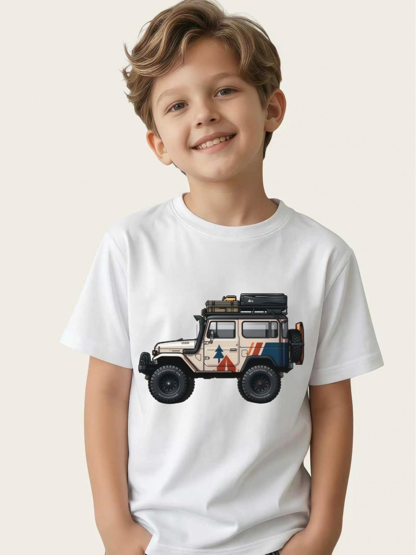 

Children s printed T-shirt boys summer short-sleeved party versatile and handsome tops 160